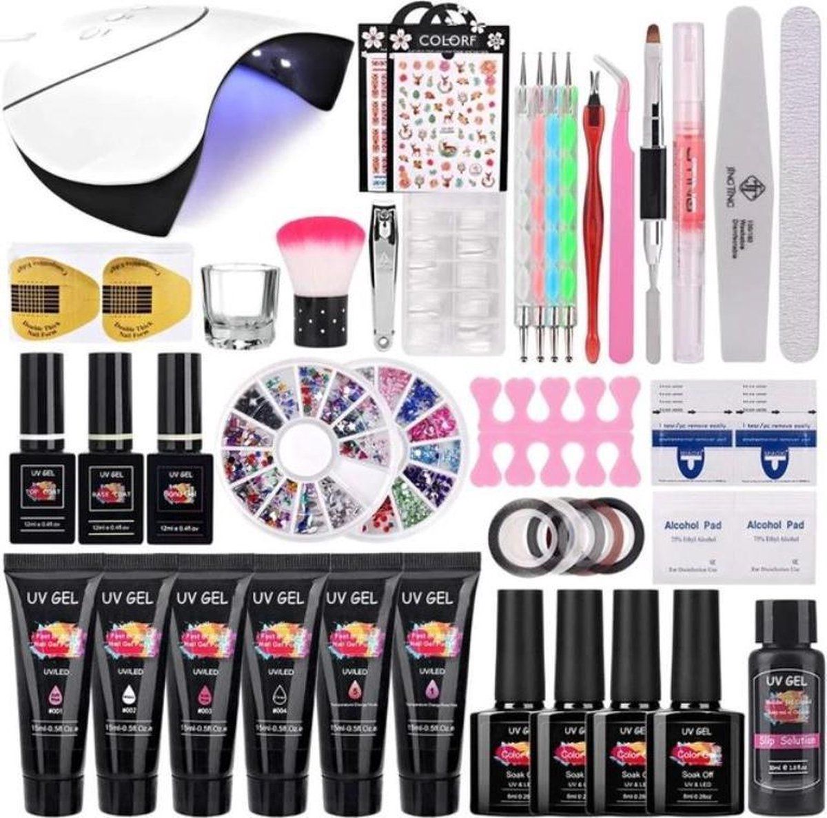 Nail Care Gelnagels Set | Polygel kit | Gellak set | Nail Art Pakket | 15Ml 6 Kleuren Builder Gel | Crystal Gel | UV Gel | Manicure Set | Gel Nagellak Nagel Decoratie | UV Lamp | Starterspakket | Nagelstad
