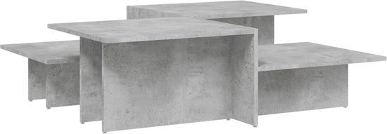 vidaXL Salontafels - Set van 2 - Bewerkt Hout - Betongrijs
