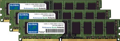 GLOBAL MEMORY 12GB (3 x 4GB) DDR3 1333MHz PC3-10600 240-PIN DIMM GEHEUGEN RAM KIT VOOR PC-DESKTOPS/MOEDERBORDEN