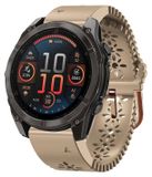 Wigento Garmin Fenix 8 AMOLED 43mm: Topdesign, ademend 20mm siliconen horlogeband, bruin