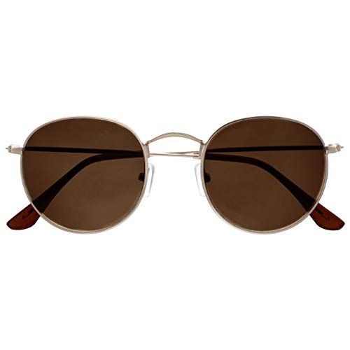 Opulize Sol - Retro Ronde Zonnebril - Goud/Bruin - Unisex - UV400 - +0.00