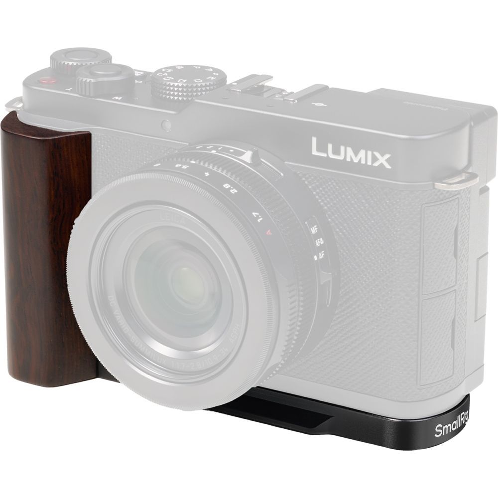 SmallRig 5942 L-Shaped Mount Plate with Wooden Handle for Panasonic LUMIX L10, Black