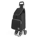 Metaltex Boodschappentrolley met 4 wielen, metalen textuur, zwart/wit, 120x60x6 cm