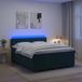 vidaXL Boxspringbed met matras en LED Donkergroen 200 x 200 cm velours