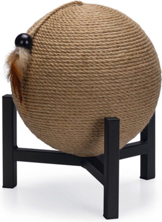 Designed by Lotte Krabbol Tyra Cat Scratching Post - Metal - 27x27x33 cm - Beige