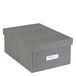 Bigso Box of Sweden KARIN Kleine opbergdoos met deksel, stabiele organizer van vezelplaat en papier in linnenlook, praktische vouwbox met etiketframe voor extra opbergruimte, grijs