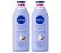 Nivea 2 x Lait pour le corps lisse - Beurre de karité - 72 heures d'hydratation - Pour peau sèche - 400 ml - Lot économique
