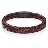 LGT JWLS Lookinggoodtoday Gevlochten Leren Armband Heren Edelstaal Sluiting Bruin-20.5cm