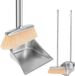 Set balai et pelle à manche long 46,5 pouces pelle à poussière et pelle verticale acier inoxydable usage intensif durable balai pelle ensemble pour maison et extérieur (118cm)