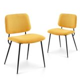 COLAMY Moderne gestoffeerde eetkamerstoelen, set van 2, stoffen eetkamerstoelen, accent-dinerstoel, stijlvolle keukenstoelen met solide metalen poten en gebogen rug, geel