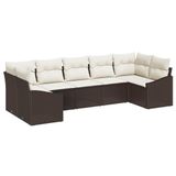 vidaXL - Tuinbank - Set - 7 - st - Bruin - en - Crème - poly - rattan