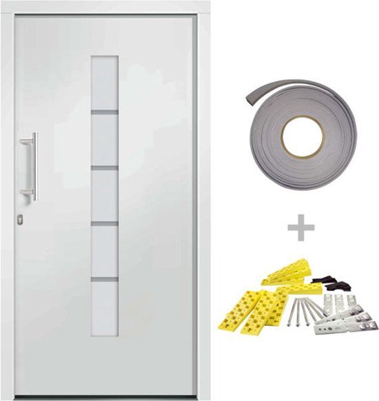 vidaXL Voordeur Aluminium en PVC Wit 100x210 cm