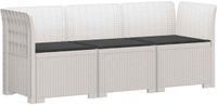 vidaXL 3-zits tuinbank met kussens, rattanlook, metaal, wit/antraciet