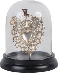 Clayre & Eef Stolp Ø 13x17 cm Zilverkleurig Glas Metaal Harten