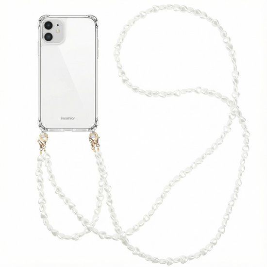 imoshion Hoesje - Geschikt voor Apple iPhone 11 - Backcover met koord + armband - Parels hartjes