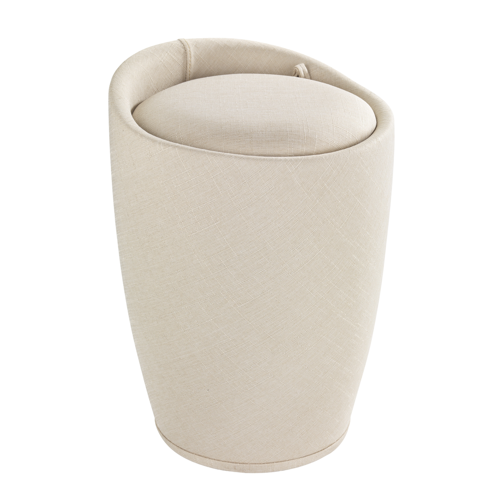 WENKO Stool Candy Beige Linen Look laundry collector