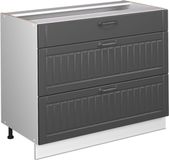 Vicco Keukenonderkast Fame-Line, Donkergrijs/Wit, 100 cm zonder werkblad