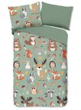 Pastelowa Nitka Literie pour enfant Coton 140x200 - Animaux de la forêt, Ours, Renard, Cerf, Hibou