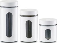 Zeller - 3x Keuken Voorraadpotten - Wit - 600/900/1200 ml