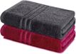 Lavea® Set de 2 serviettes 80x200 cm, 100% Coton – Grandes serviettes de bain, serviettes de sauna, drap de bain, drap de plage – Anthracite et Bordeaux