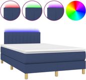 vidaXL Boxspringbed met matras en blauwe LED-verlichting, 120x190 cm, gestoffeerd