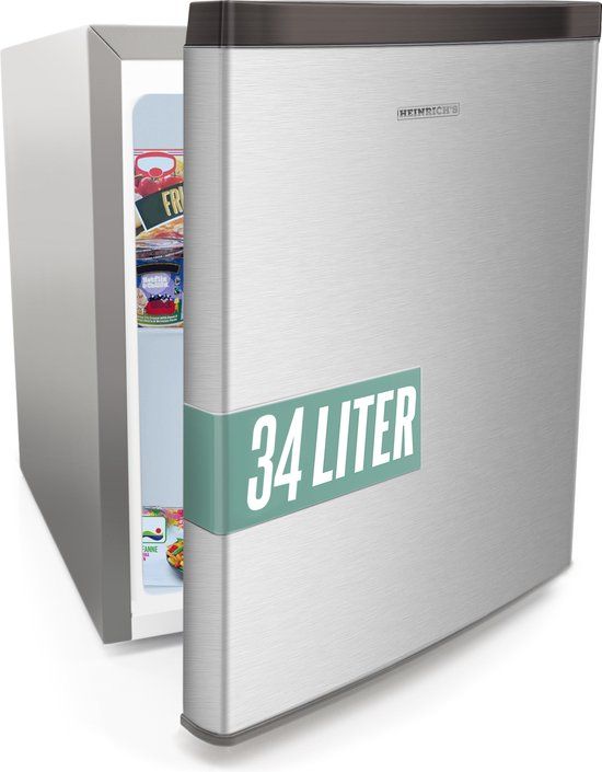 Heinrich's HGB 4088 SI Mini Vriezer - 34 Liter - RVS Front
