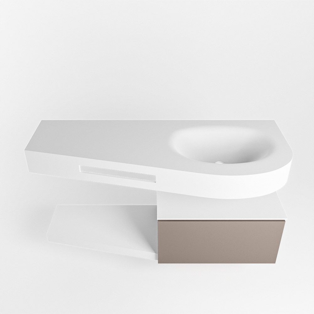 Mondiaz Riva Dulcet badkamermeubel rechts 120cm talc/smoke