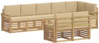 vidaXL - Buiten - bank - set - 8 - st - Wit - en - Beige - Polyester