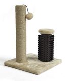 Amazon Basics Krabpaal voor katten met kwastjes, 30,9 x 30,9 x 42 cm, voor kittens, beige