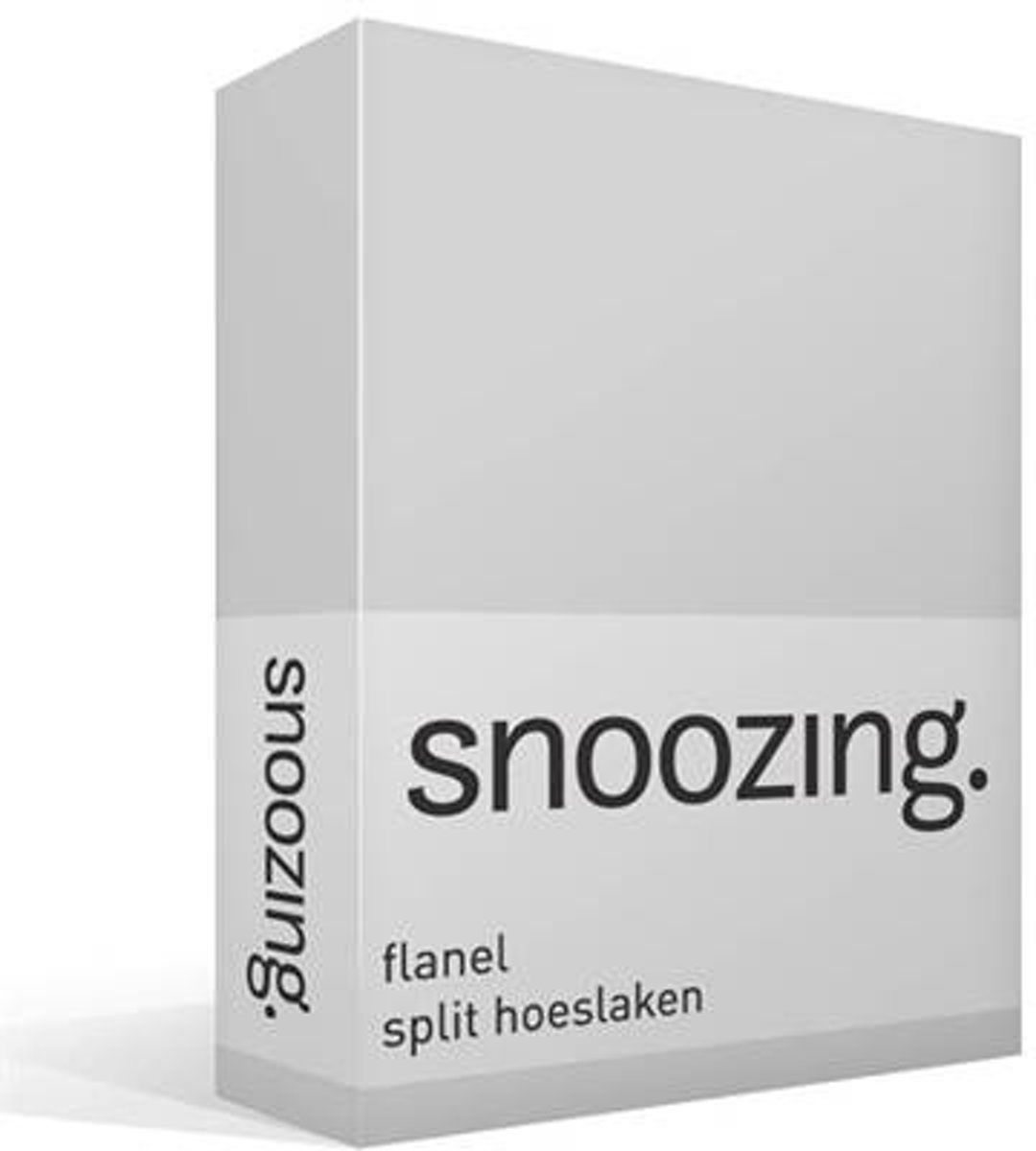 Snoozing flanel split hoeslaken Grijs Lits-jumeaux (180x210/220 cm) (20 grijs matras)