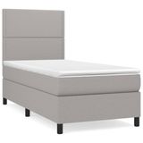 vidaXL Boxspringbed met matras, stof, lichtgrijs, 90x190 cm