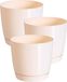 Prosperplast Set van 3x plantenpotten/bloempotten kunststof rond glanzend creme/beige dia 21 x hoogte 19 cm voor binnen/buiten