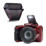 Kodak Pixpro AZ425 Bridge camera 20 MP met 42x optische zoom + beschermhoes - Full HD 1080p video, 24 mm groothoek, stabilisator, 3 inch LCD-display - rood
