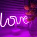 Lampe LED style néon, lampe sur pied décorative, couleur rose, dimensions environ 16 x 28 x 8,5 cm