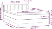 vidaXL Boxspring met matras fluweel lichtgrijs 160x210 cm