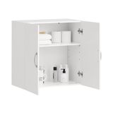 SoBuy Wandkast met 2 Deuren – Wit 60x60x30cm, FRG231-W – Houten Opbergkast met Verstelbare Plank – voor Badkamer, Keuken