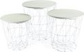 CEPEWA Set van 3 bijzettafels rond metaal/hout wit/licht hout 30/35/40 cm