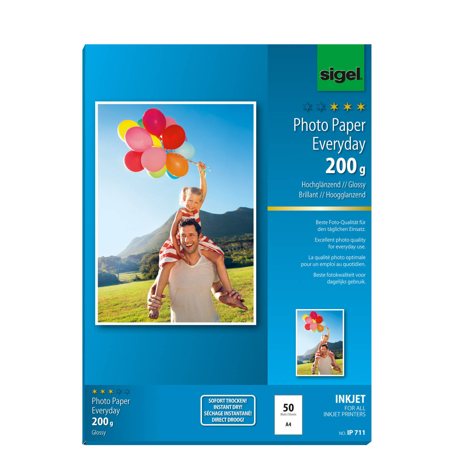 Sigel Inkjetfotopapier Everyday plus A4 wit 200gr glans 50 vel SI-IP711