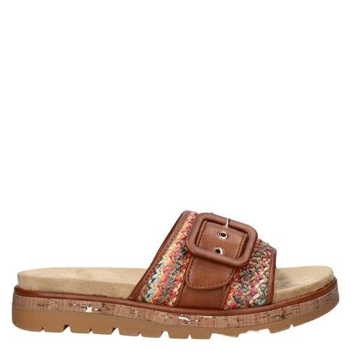 Marco Tozzi slippers met profielzool - cognac