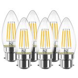 LVWIT 4 W C35 B22 led-gloeilamp, kaarslamp, 2700 K, warmwit, 470 lm, 80 Ra, niet dimbaar, 6 stuks