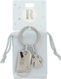 Depesche Beschermengel sleutelhanger met letter R Zilver & lichtblauw Unisex