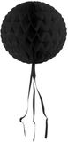 Merkloos / Sans marque Decoratie bol - zwart - 30 cm - crepe papier - versiering - honeycumbs - hangdecoratie