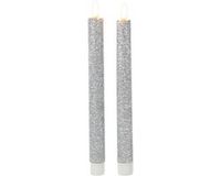 Magic Flame Dinerkaarsen - LED - 8 stuks - Zilver - 25 cm - Met glitters