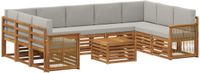 vidaXL - Bank loungeset - Massief acacia hout - Natuurlijk en lichtgrijs