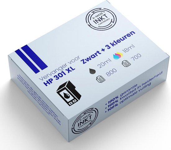 G&G Huismerk HP 301XL (CH563EE) Inktcartridge Zwart + 3 kleuren Voordeelbundel Hoge capaciteit