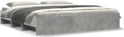 Maison Exclusive - Cadre de lit avec matelas. Couleur : gris béton. Matériau : structure en bois