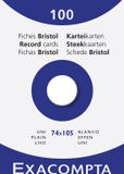 Exacompta 10x etui 100 steekkaarten bristol - effen niet geperforeerd 74x105mm - Wit - 13300B