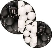 Decoris Kaemingk B.V. 36x stuks kunststof kerstballen zwart en wit 6 en 8 cm