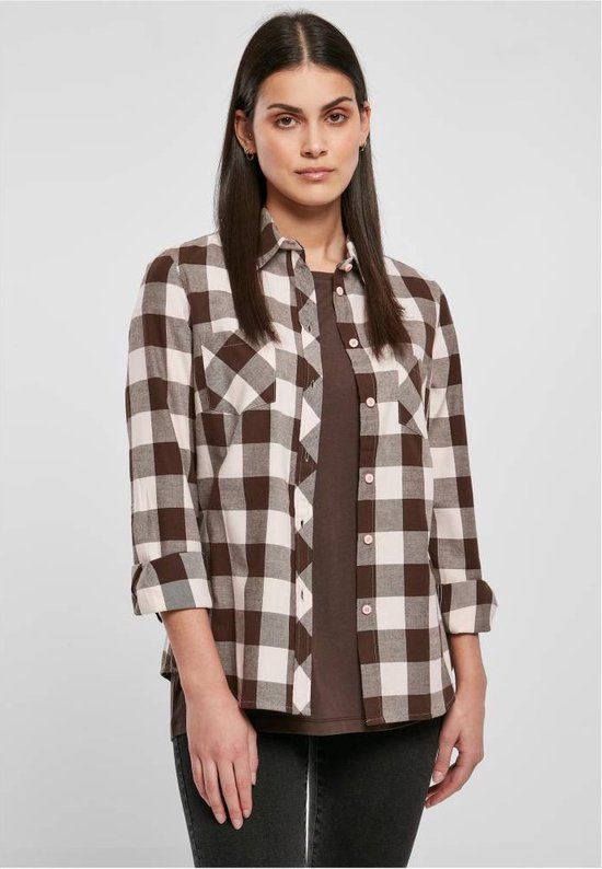 Urban Classics Turnup Checked Flanell Blouse - 3XL - Bruin - Dames
