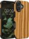 kwmobile hoesje geschikt voor Apple iPhone 17 - Back cover voor smartphone - Telefoonhoesje van hout in vintage bruin - Houtnerven design